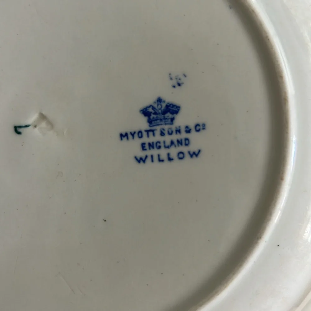 19th century blue Willoware Myott son& co England willow 7 inch Soup Bowl - Picture 5 of 8